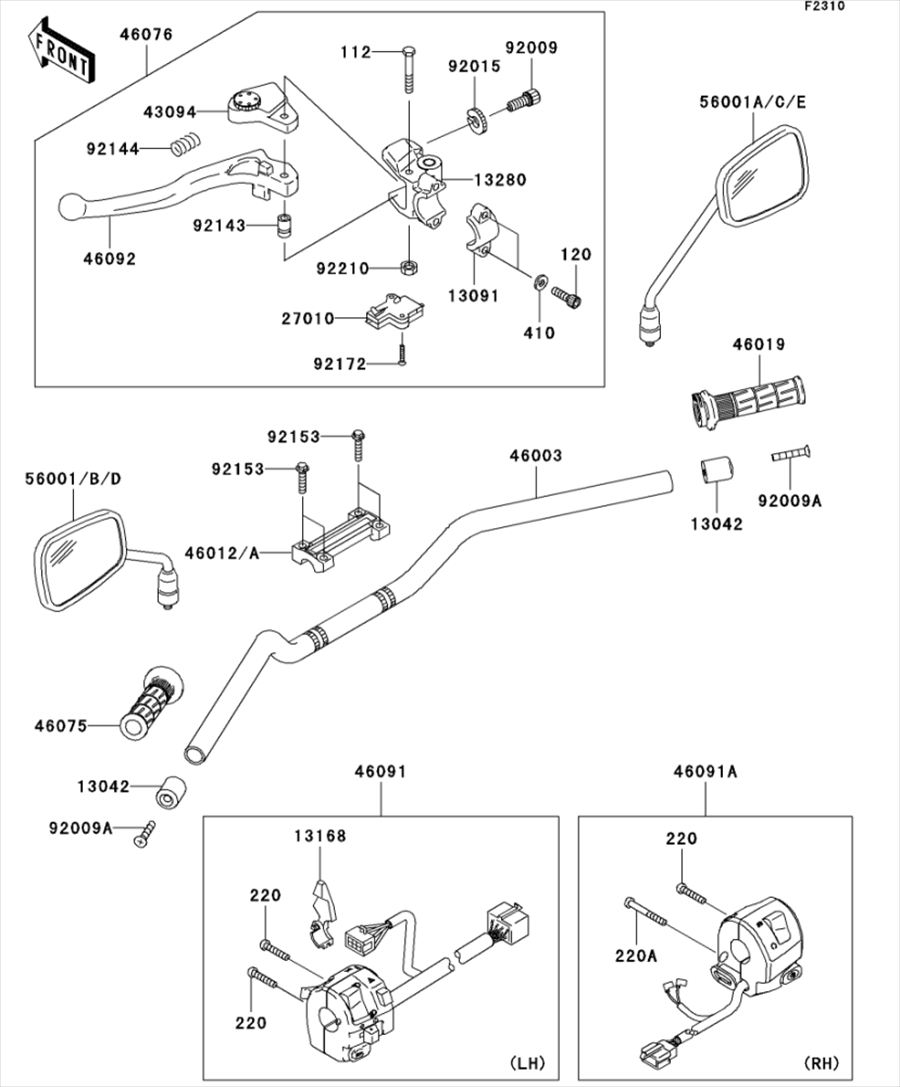 Kawasaki カワサキ 純正部品 46091-0032 ハウジングアッシ(コントロール)、LH