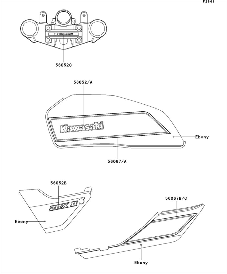 Kawasaki カワサキ 純正部品 56067-0039 パターン、フューエル　タンク、RH