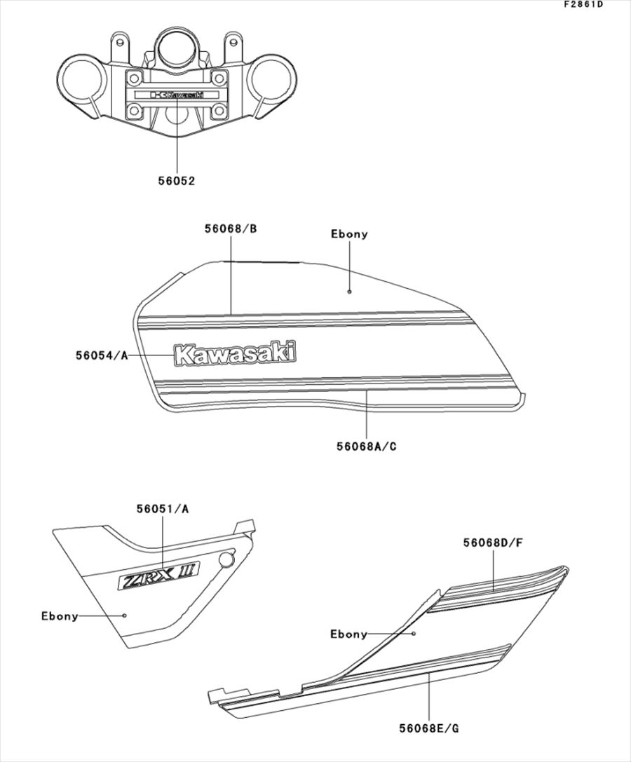 Kawasaki カワサキ 純正部品 56068-0907 パターン、フューエル　タンク、LWR、LH