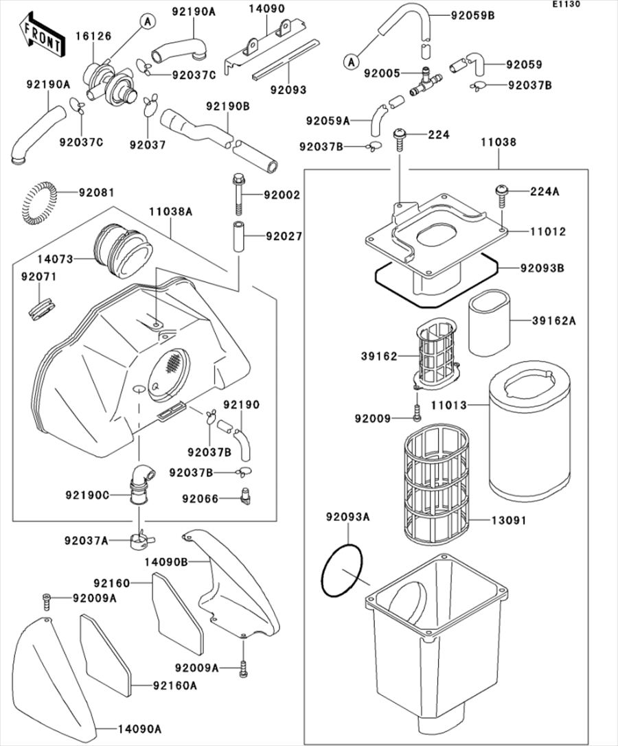 Kawasaki カワサキ 純正部品 11013-1221 エレメント(エアフィルタ)