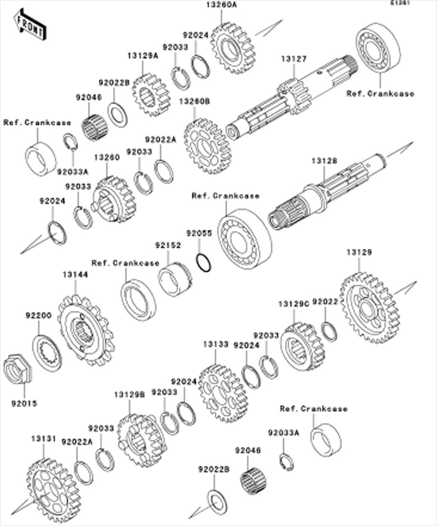 Kawasaki カワサキ 純正部品 13128-0012 シャフト(トランスミッションアウトプット)
