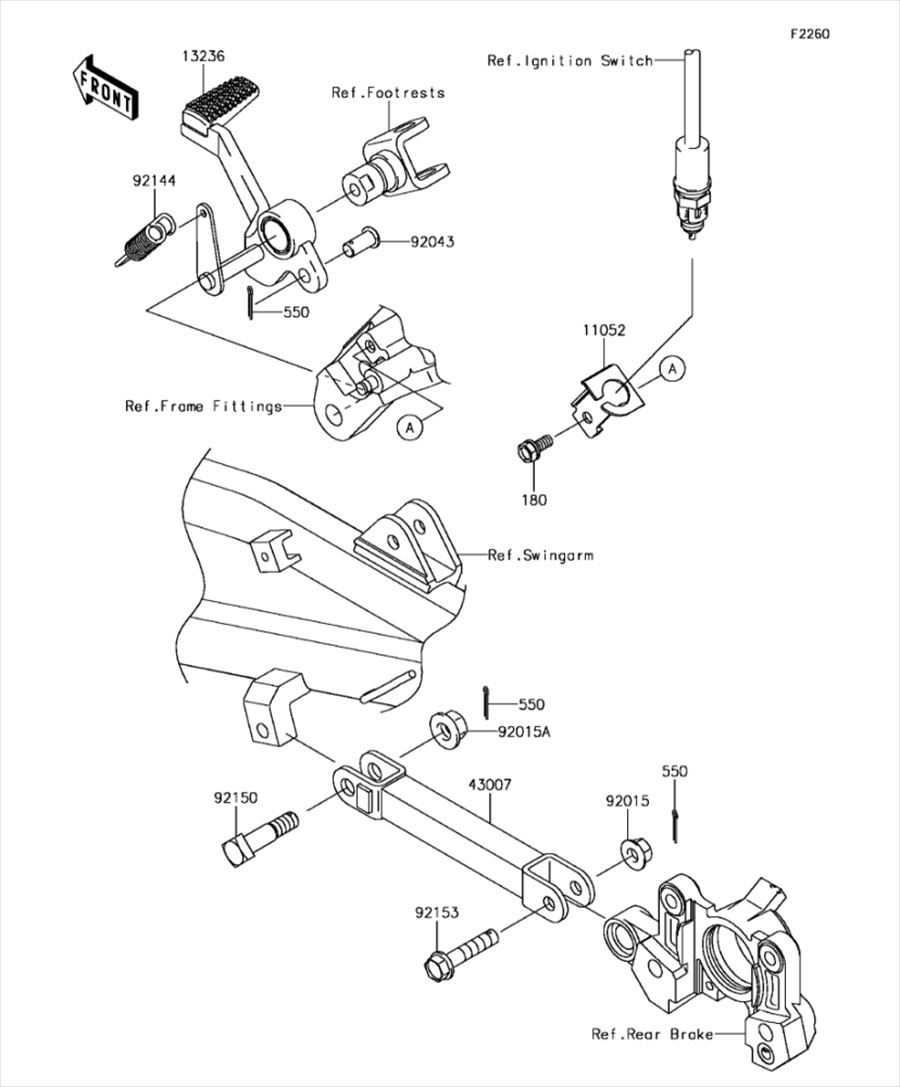 Kawasaki カワサキ 純正部品 13236-0180 レバーコンプ、ブレーキペダル