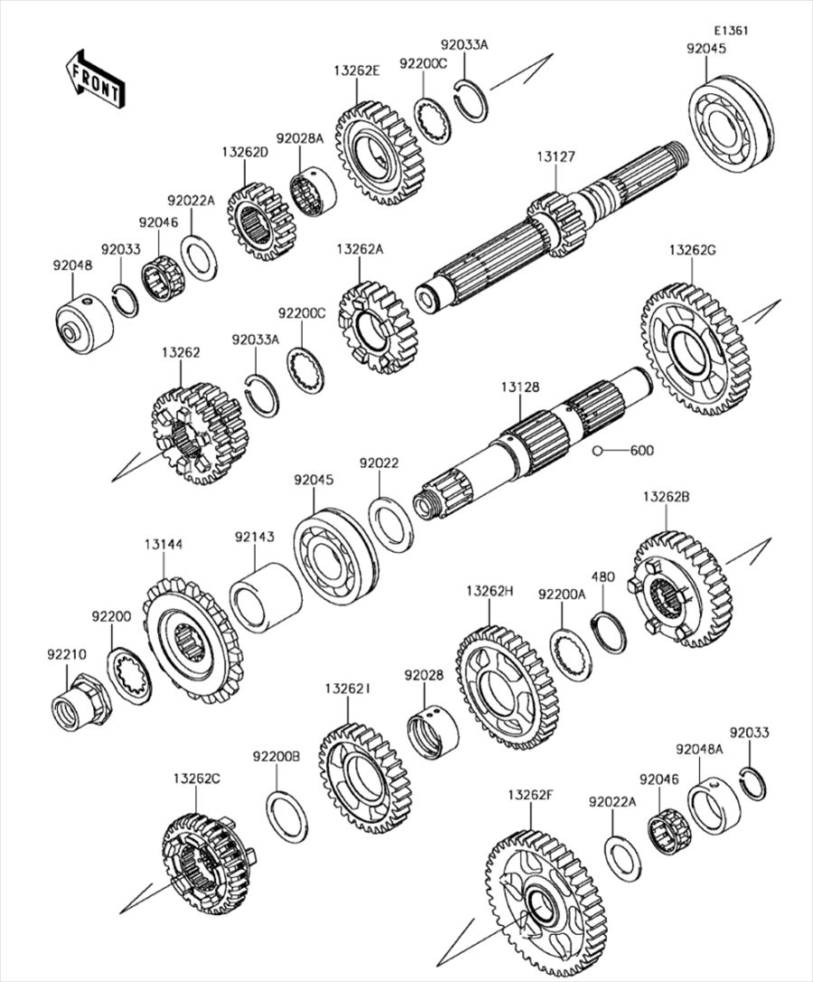 Kawasaki カワサキ 純正部品 13262-0764 ギヤ、インプット TOP、28T