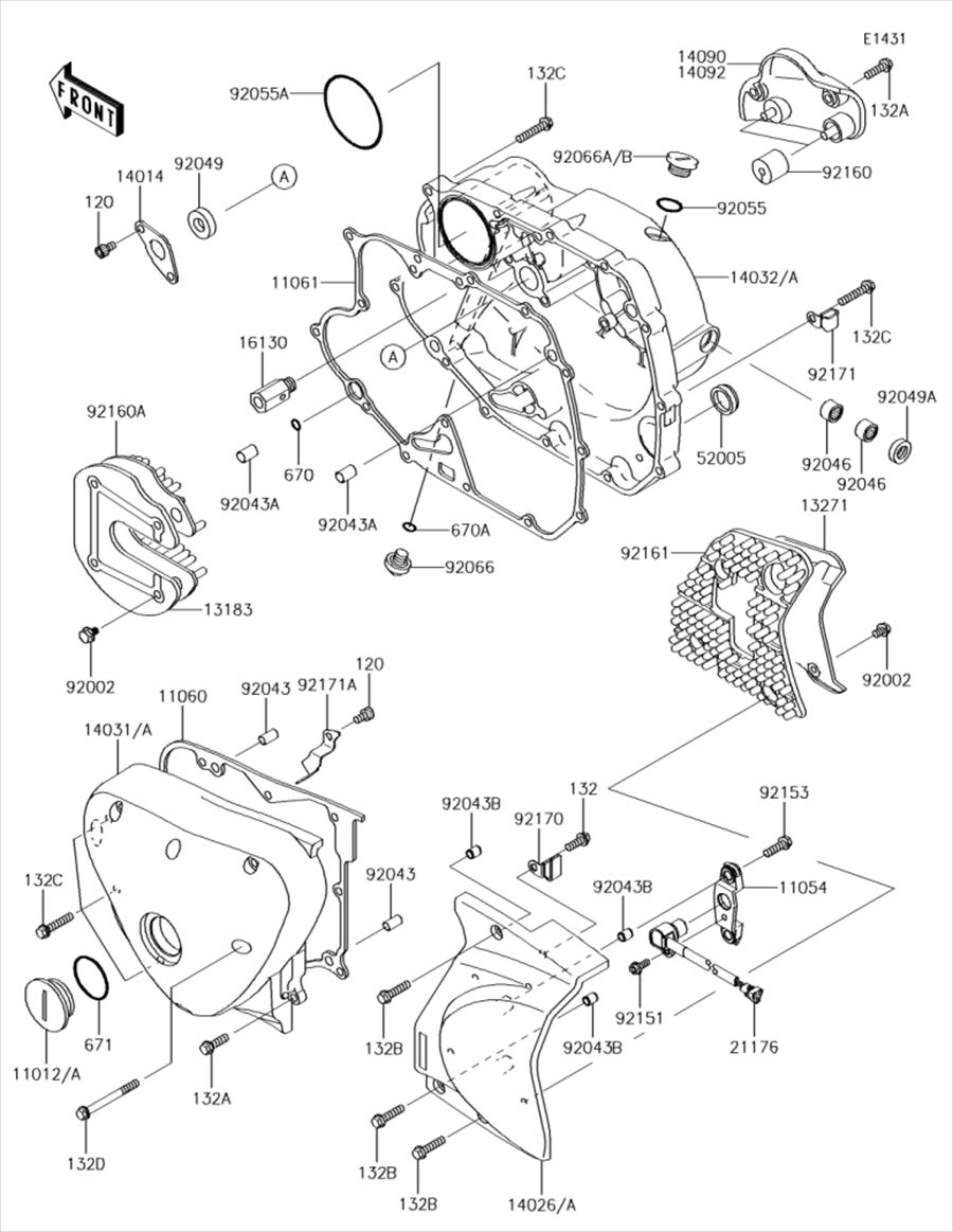 Kawasaki カワサキ 純正部品 14001-0631 セット(クランクケース)