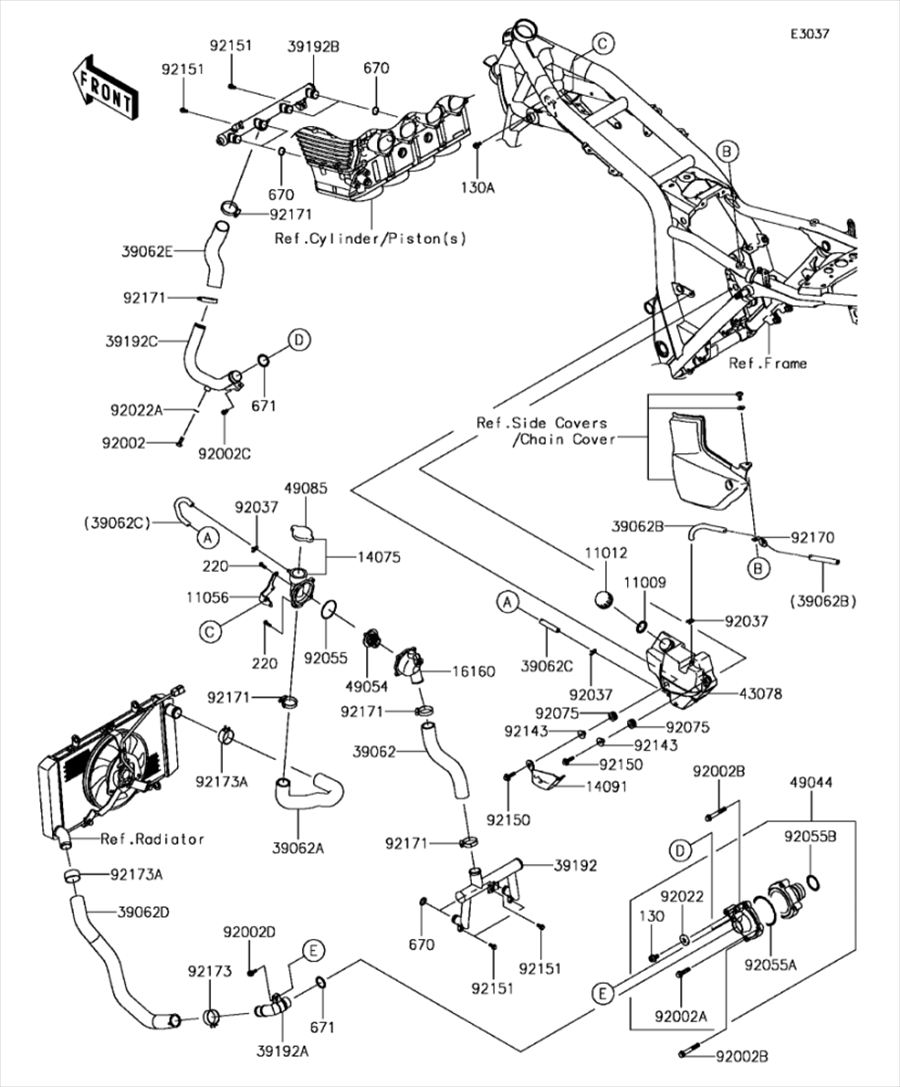 Kawasaki カワサキ 純正部品 14075-0001 キャップアッシ、ラジエター
