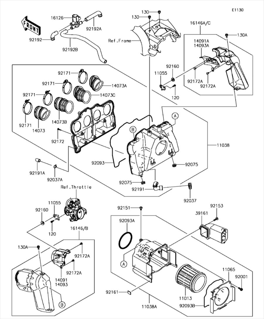 Kawasaki カワサキ 純正部品 16146-0088 カバーアッシ、スロットル、RH