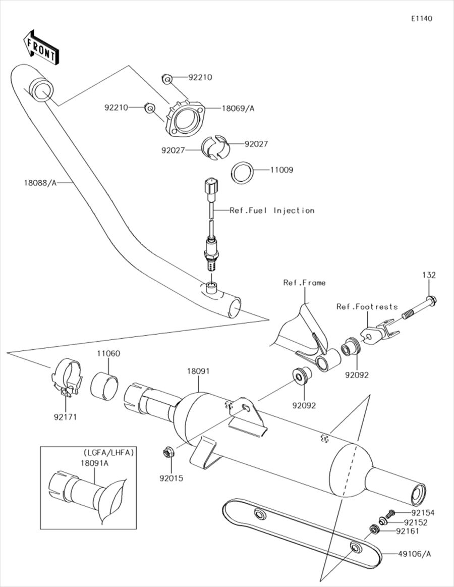 Kawasaki カワサキ 純正部品 18091-0919 ボディコンプ(マフラ)