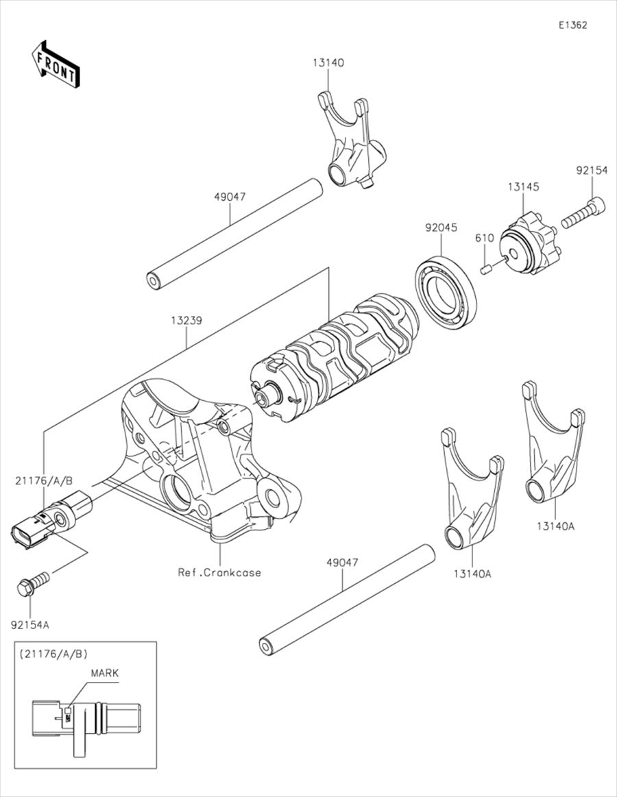 Kawasaki カワサキ 純正部品 21176-0846 センサー、ギヤポジション、Lマーク
