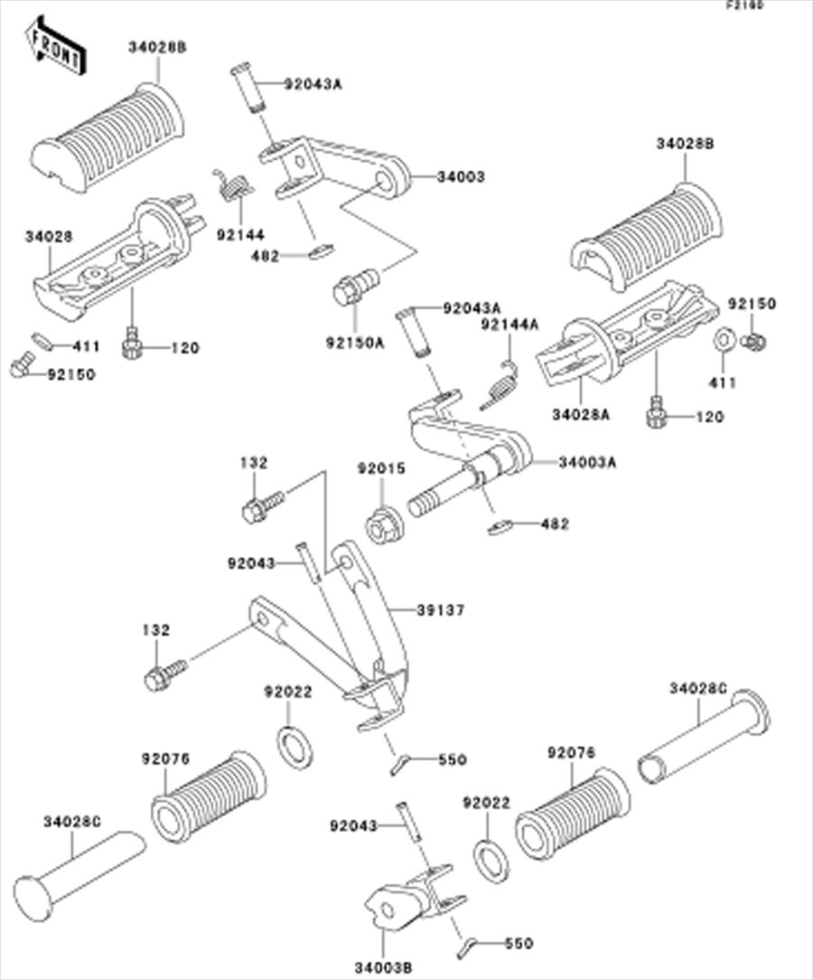 Kawasaki カワサキ 純正部品 34003-1368 ホルダ(ステップ)、FR、LH