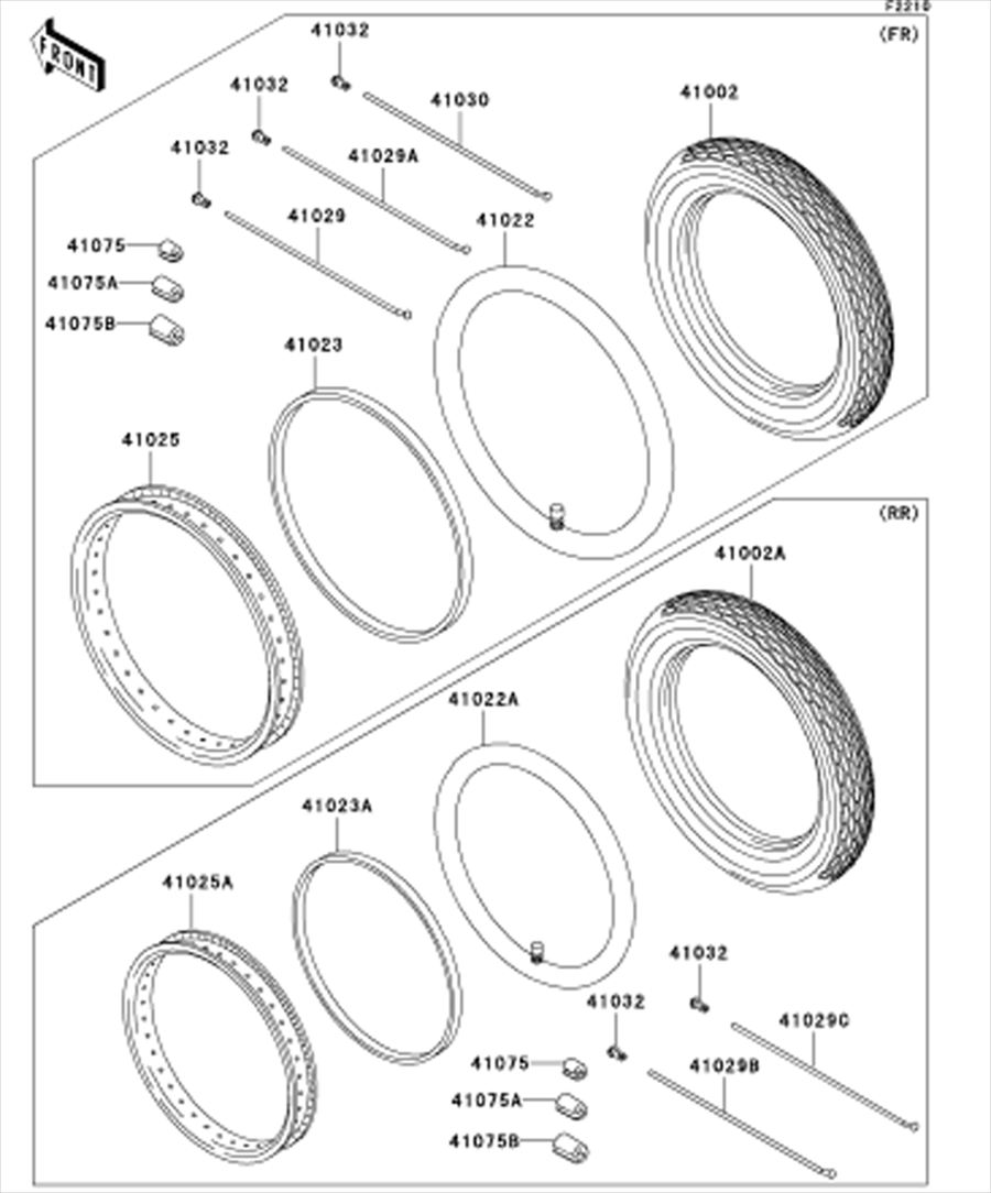 Kawasaki カワサキ 純正部品 41002-1915 タイヤ、RR、110