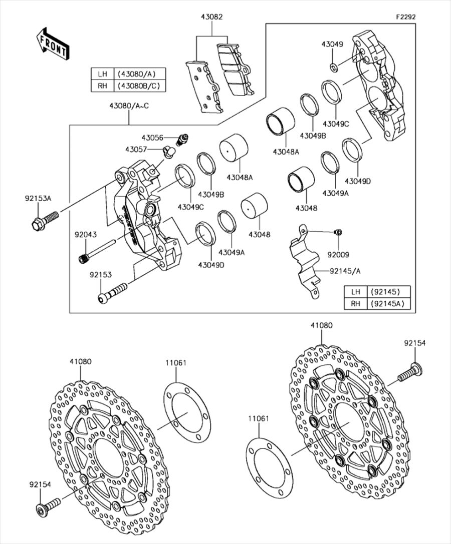Kawasaki カワサキ 純正部品 43082-0093 パッドアッシ(ブレーキ)
