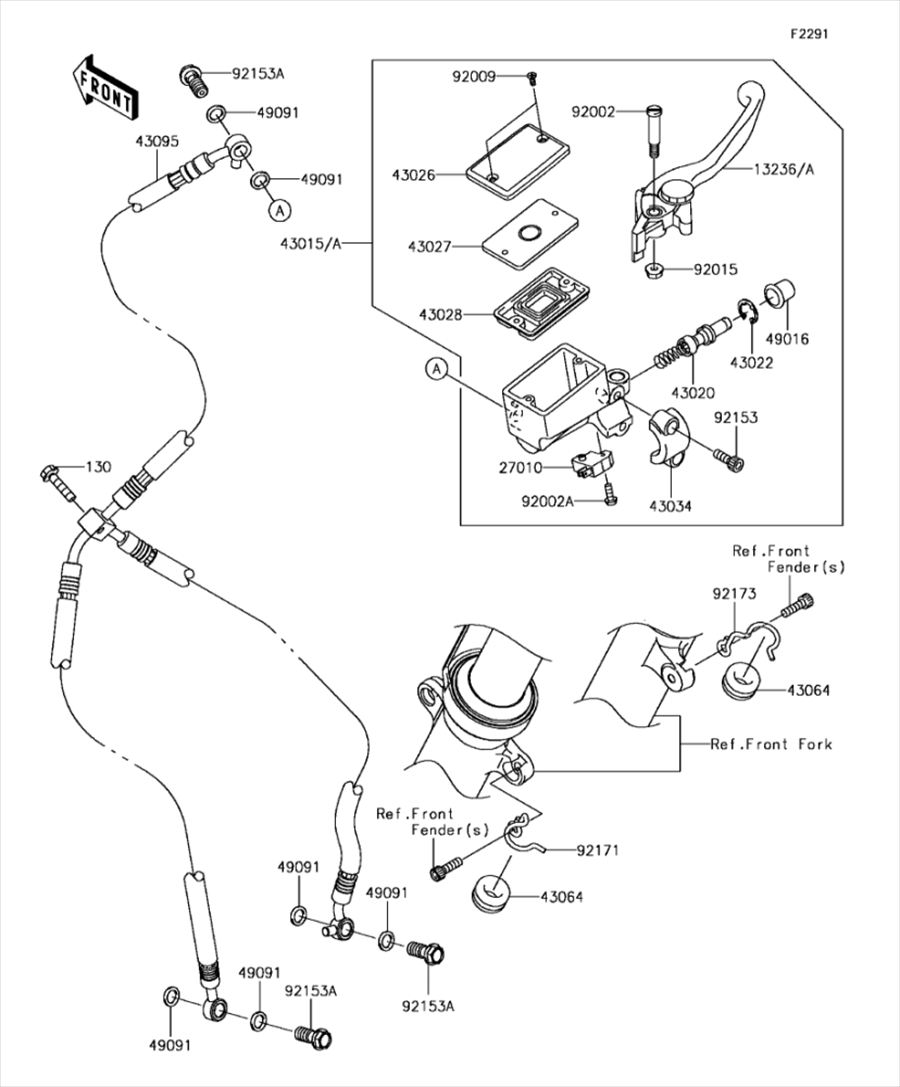 Kawasaki カワサキ 純正部品 43095-0456 ホース(ブレーキ)、FR