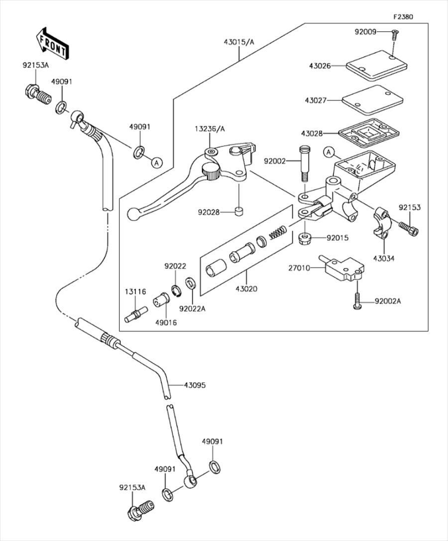 Kawasaki カワサキ 純正部品 43095-0489 ホース(ブレーキ)、クラッチ
