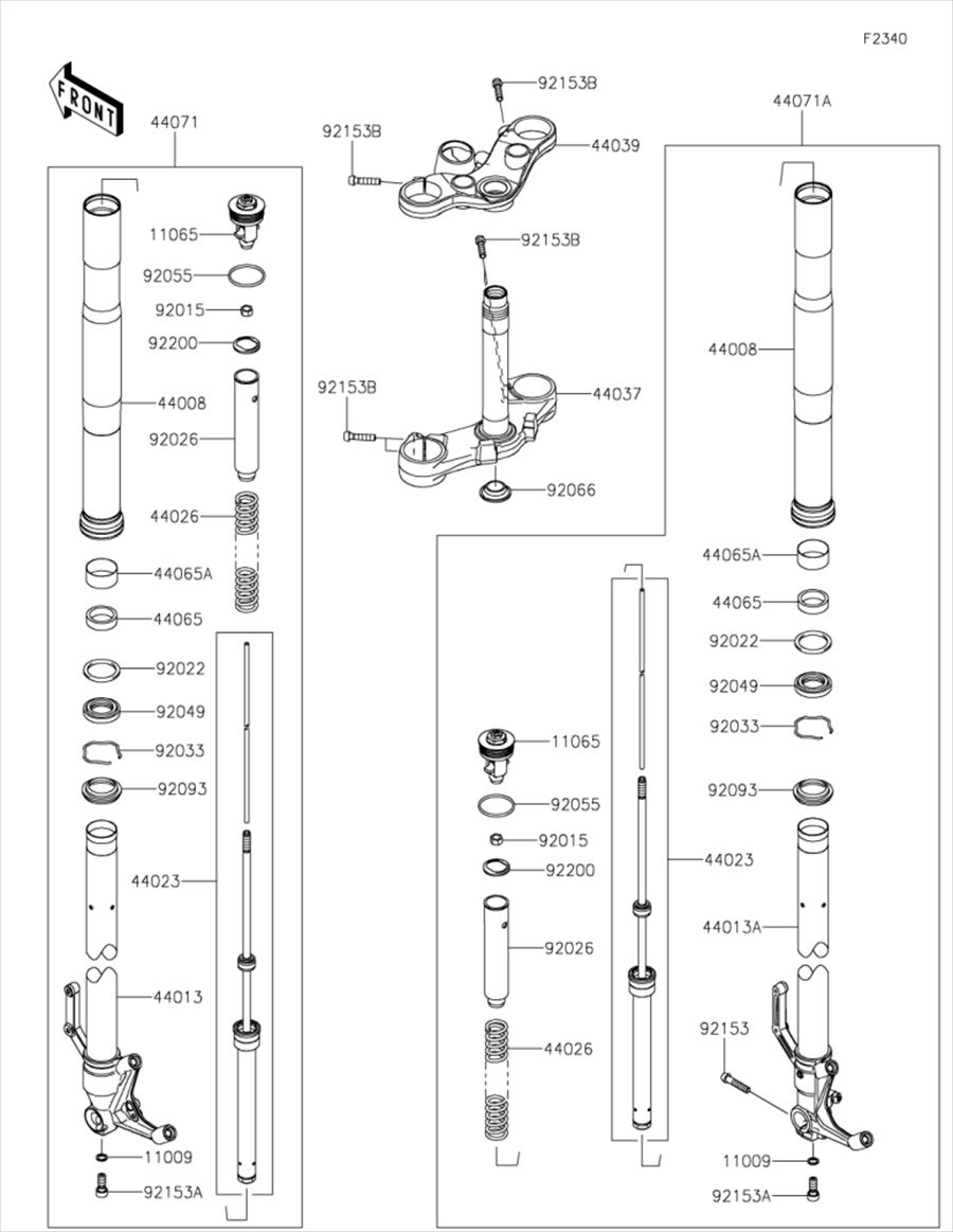Kawasaki カワサキ 純正部品 44013-0315 パイプ(フォークインナ)、RH
