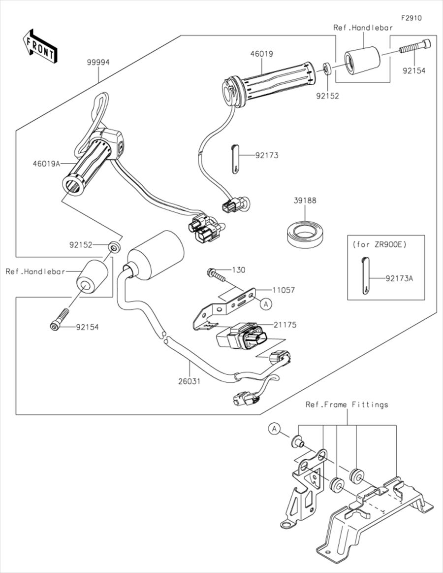 Kawasaki カワサキ 純正部品 46019-0077 グリツプアッシ、スロツトル、ヒータ