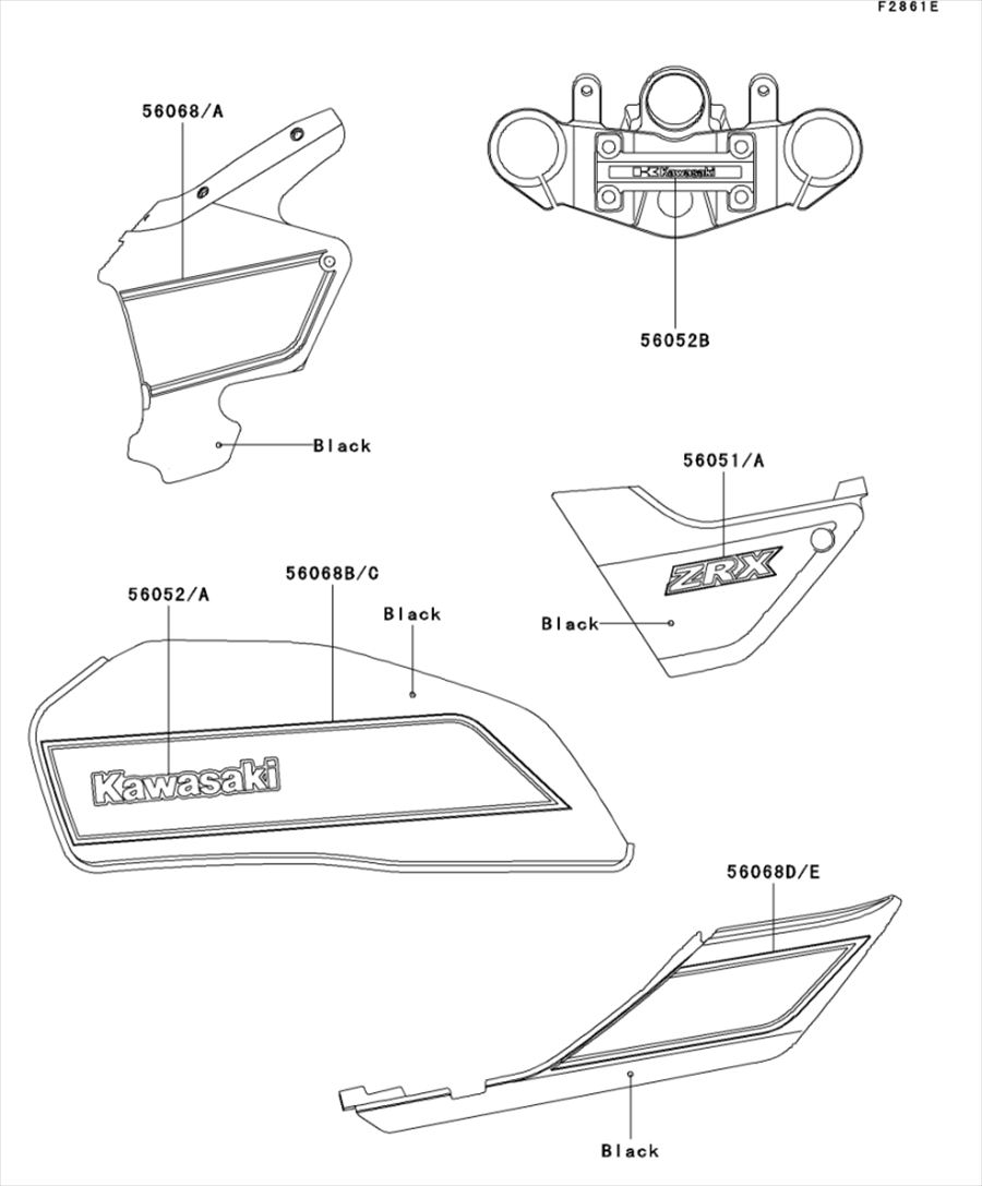 Kawasaki カワサキ 純正部品 56068-0893 パターン、フューエル タンク、LH