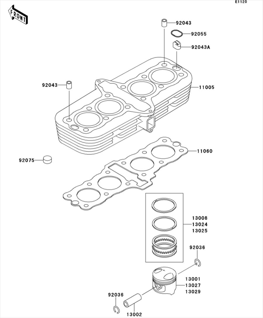 Kawasaki カワサキ 純正部品 13001-1343 ピストン(エンジン)、STD