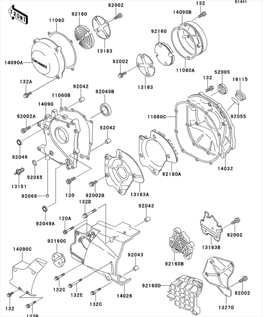 Kawasaki カワサキ 純正部品 14032-1424 カバー(クラッチ) 17,657円