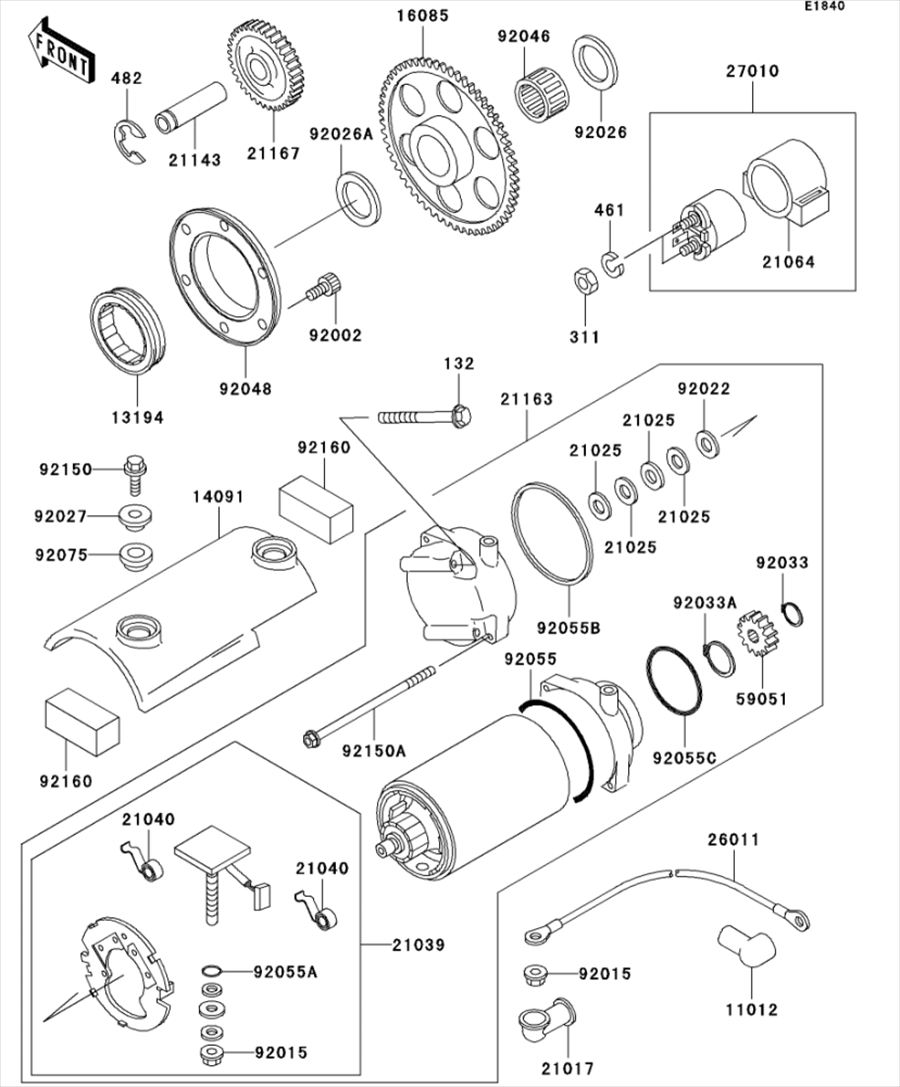 Kawasaki カワサキ 純正部品 16085-1300 ギヤ、スタータ、58T
