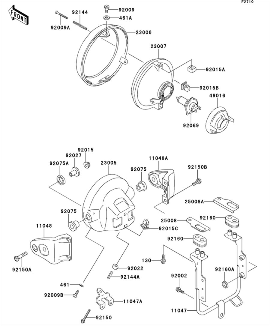 Kawasaki カワサキ 純正部品 23007-1277 レンズコンプ、ヘッド ランプ