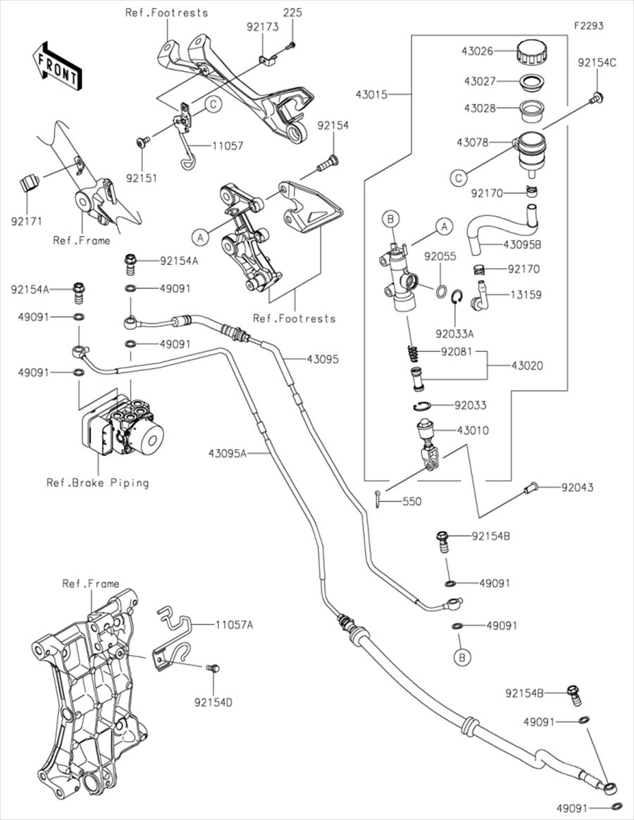 Kawasaki カワサキ 純正部品 43015-0667 シリンダアッシ(マスタ)、RR