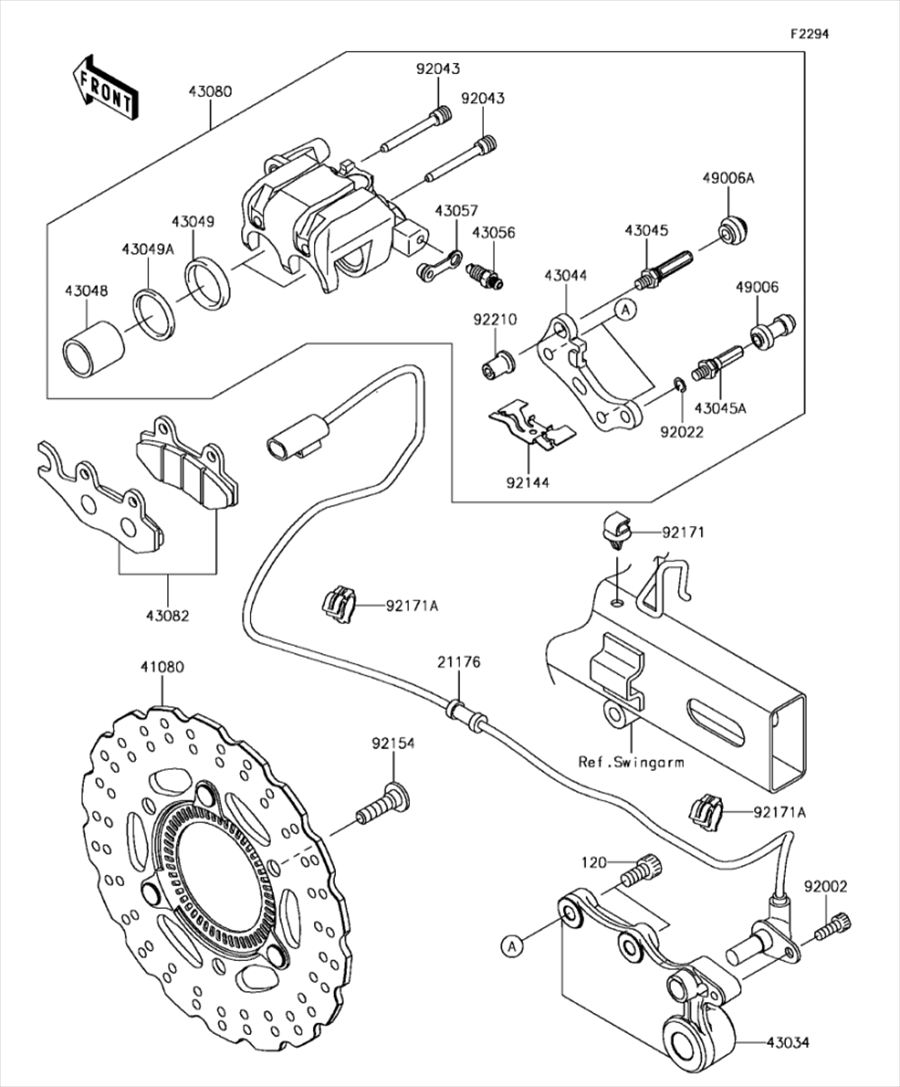 Kawasaki カワサキ 純正部品 43034-0095 ホルダ(ブレーキ)、RR