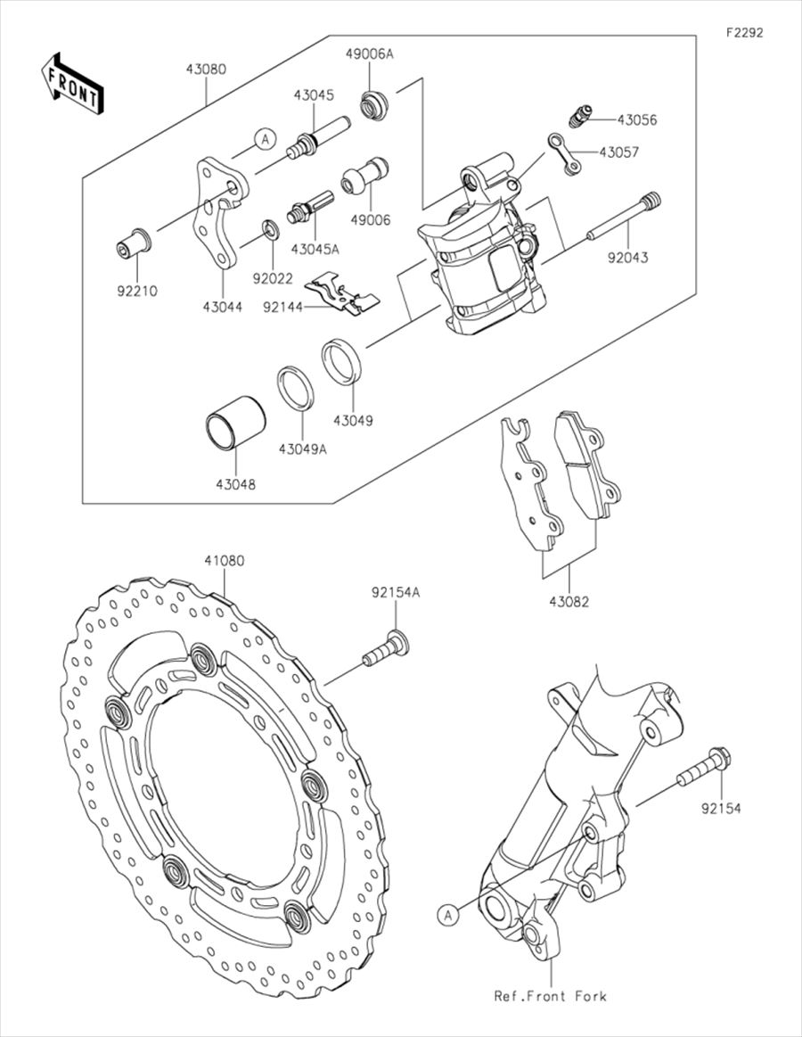 Kawasaki カワサキ 純正部品 43044-1112 ホルダコンプ(キャリパ)