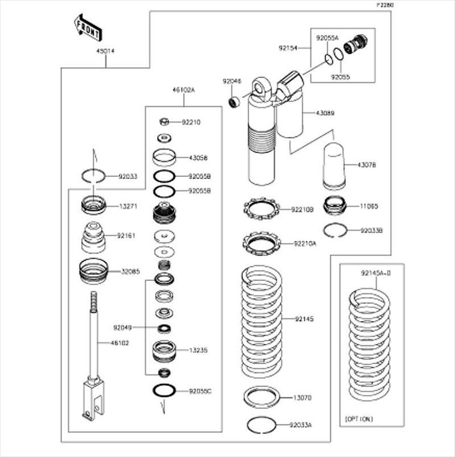 Kawasaki カワサキ 純正部品 43089-0032 シリンダ(ショックアブソーバ)