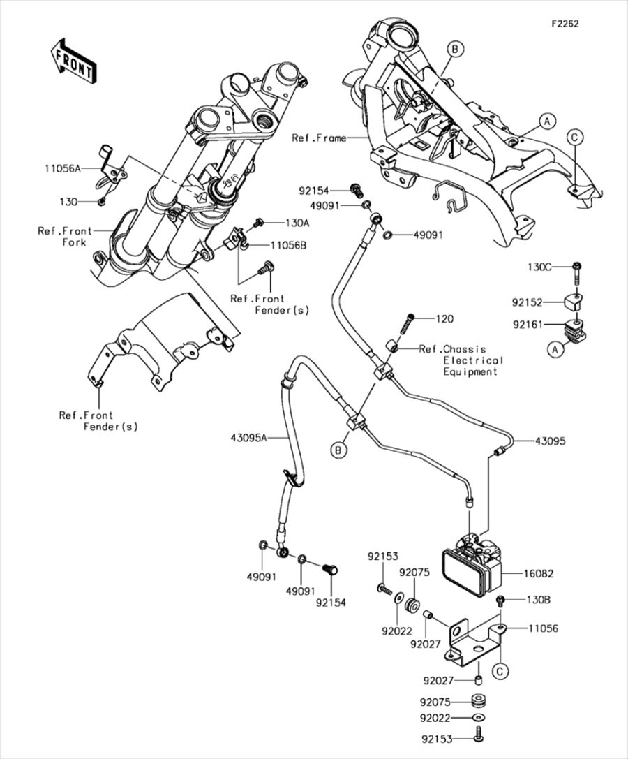 Kawasaki カワサキ 純正部品 43095-0846 ホース(ブレーキ)、フロント シリンダ 11,436円