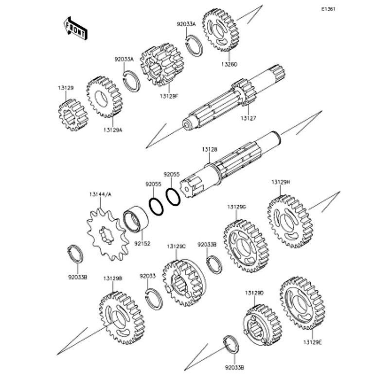 Kawasaki カワサキ 純正部品 13129-1215 ギヤ、インプット 2ND、16T