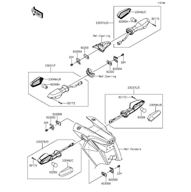 Kawasaki カワサキ 純正部品 23037-0310 ランプアッシ(シグナル)、FR、LH