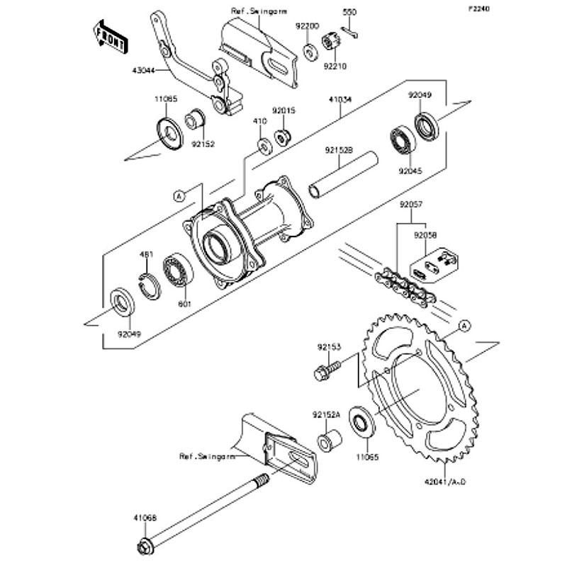 Kawasaki カワサキ 純正部品 43044-1127 ホルダコンプ(キャリパ)、RR