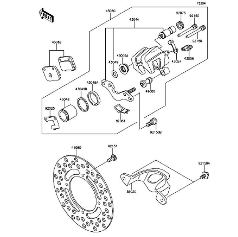 Kawasaki カワサキ 純正部品 43080-0036 キャリパサブアッシ、RR
