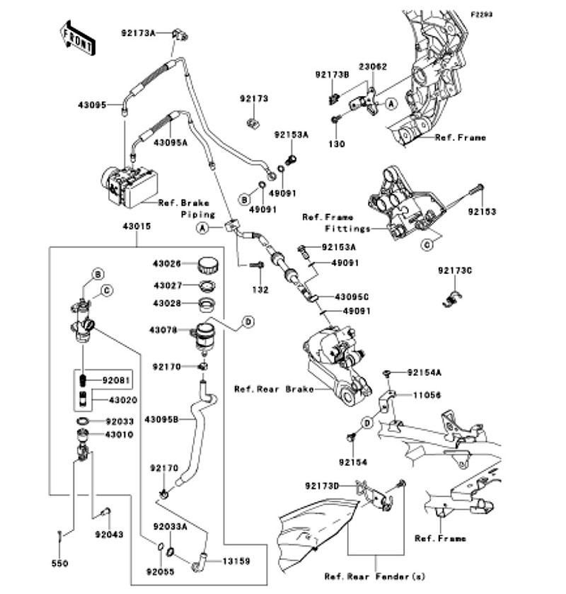 Kawasaki カワサキ 純正部品 43095-0706 ホース(ブレーキ)、リヤキャリパー