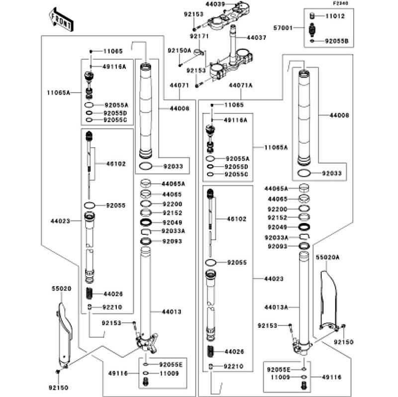 Kawasaki カワサキ 純正部品 44071-0874 ダンパアッシ、フォーク、LH