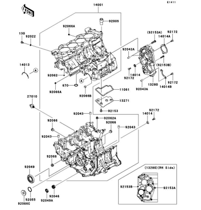 Kawasaki カワサキ 純正部品 14001-0159 セット(クランクケース)