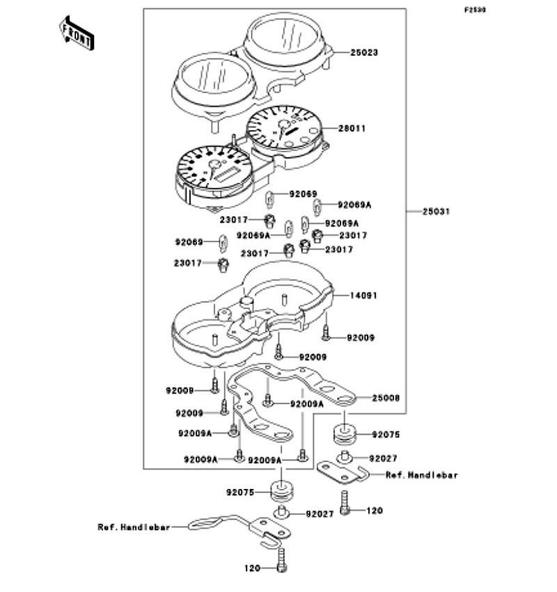 Kawasaki カワサキ 純正部品 14091-1085 カバー、メータ ケース、LWR