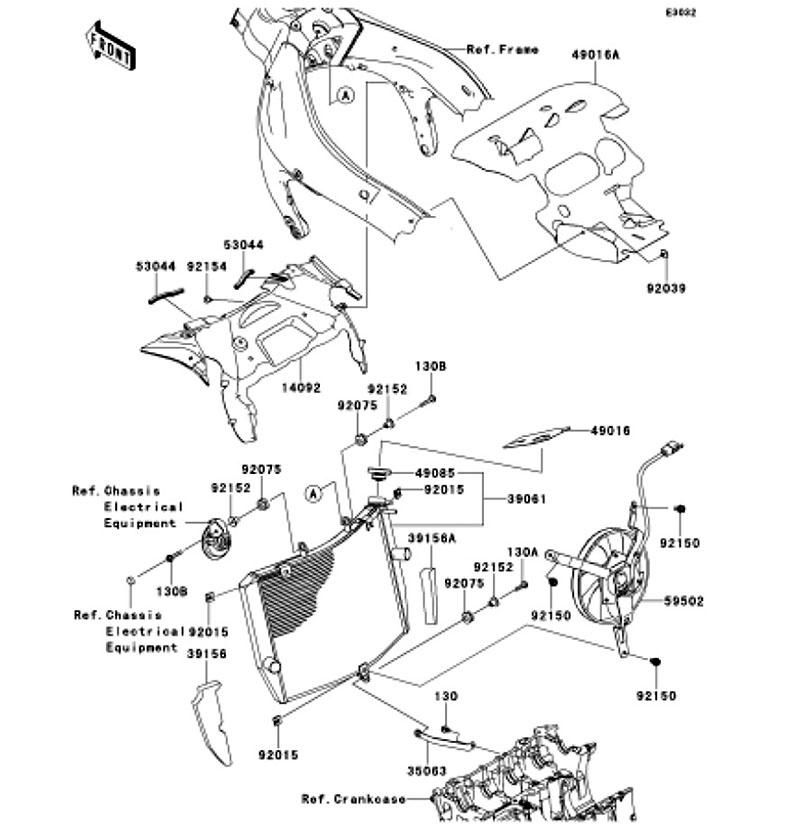Kawasaki カワサキ 純正部品 14092-1089 カバー、ラジエータ UPP