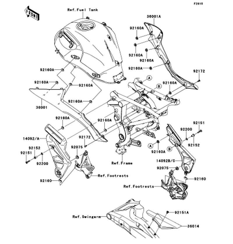 Kawasaki カワサキ 純正部品 36001-0197 COVERーSIDE、RH