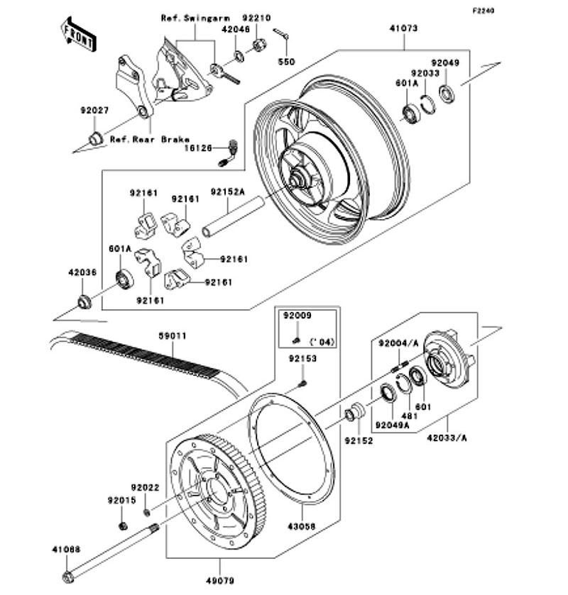 Kawasaki カワサキ 純正部品 41068-0007 アクスル、RR 9,167円
