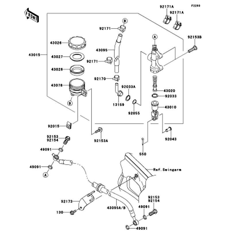 Kawasaki カワサキ 純正部品 43015-0068 シリンダアッシ(マスタ)、RR