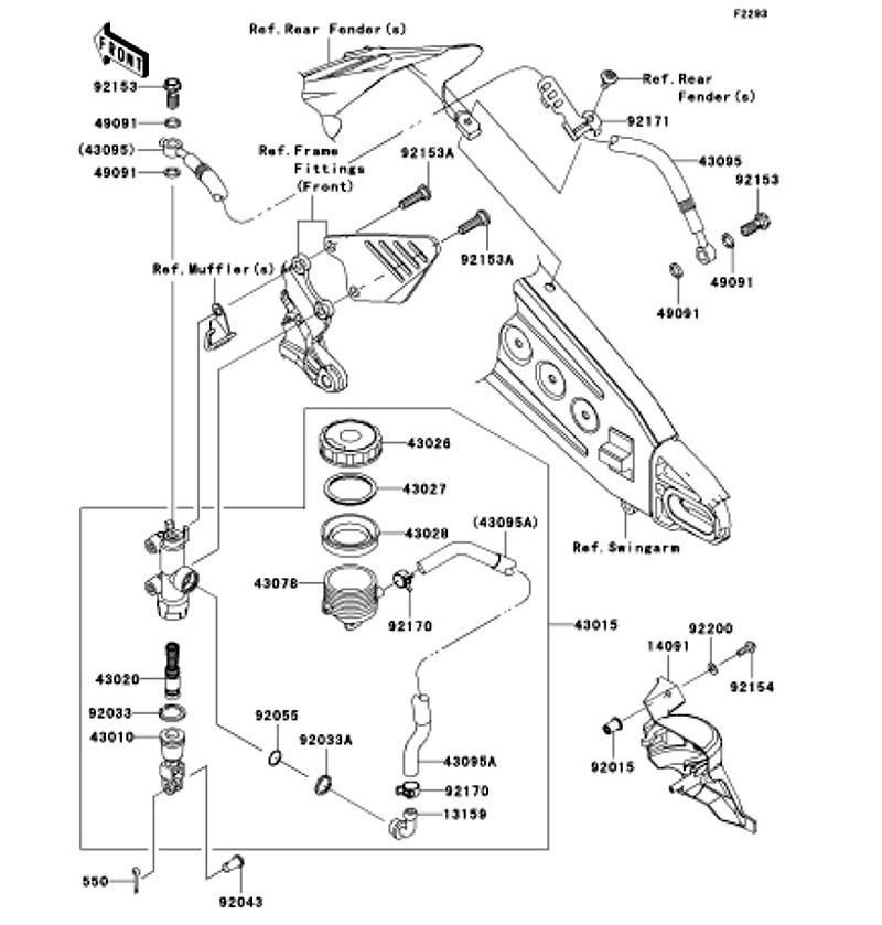 Kawasaki カワサキ 純正部品 43095-0447 ホース(ブレーキ)、RR