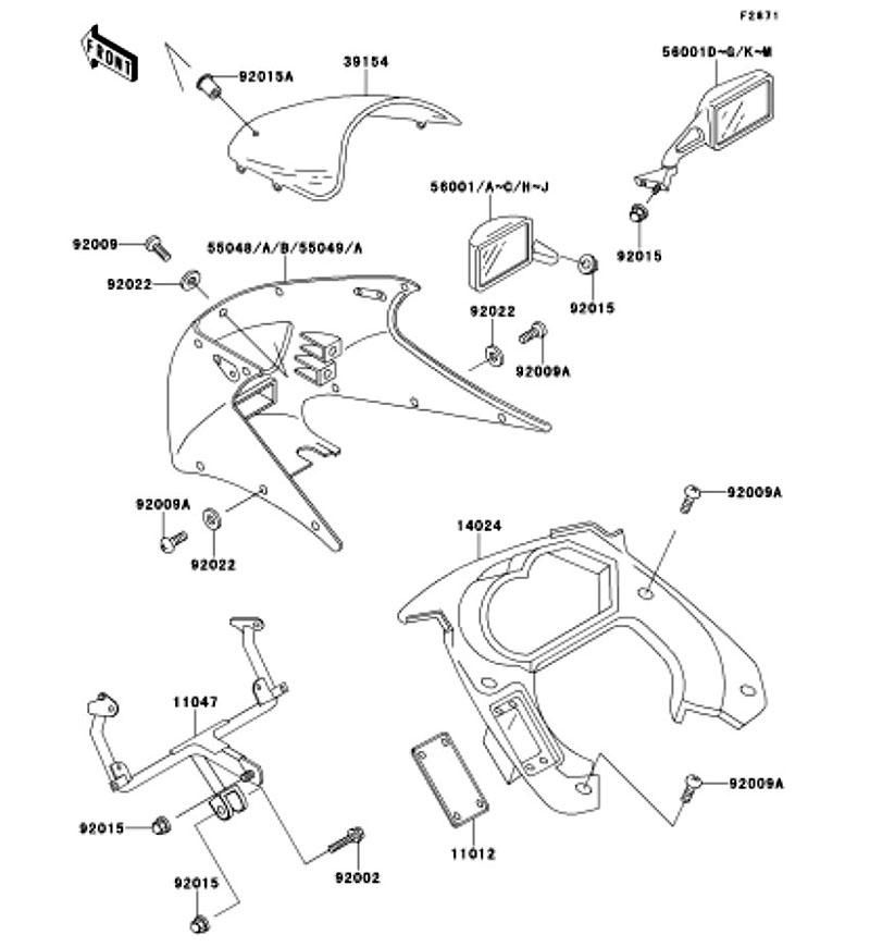Kawasaki カワサキ 純正部品 11047-1035 ブラケット、アッパ カウリング