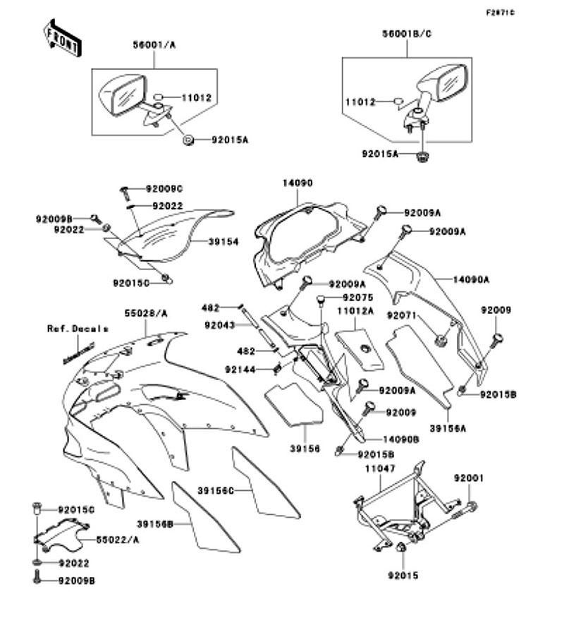 Kawasaki カワサキ 純正部品 11047-1935 ブラケット、アッパ カウリング