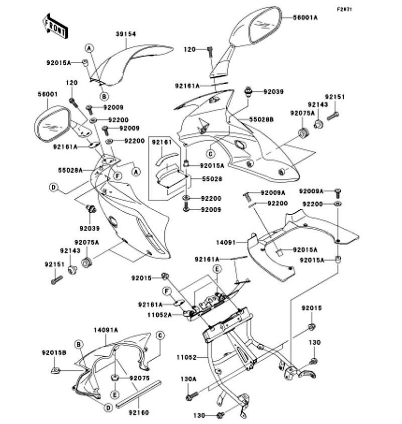 Kawasaki カワサキ 純正部品 11052-1102 ブラケット、アッパ カウリング