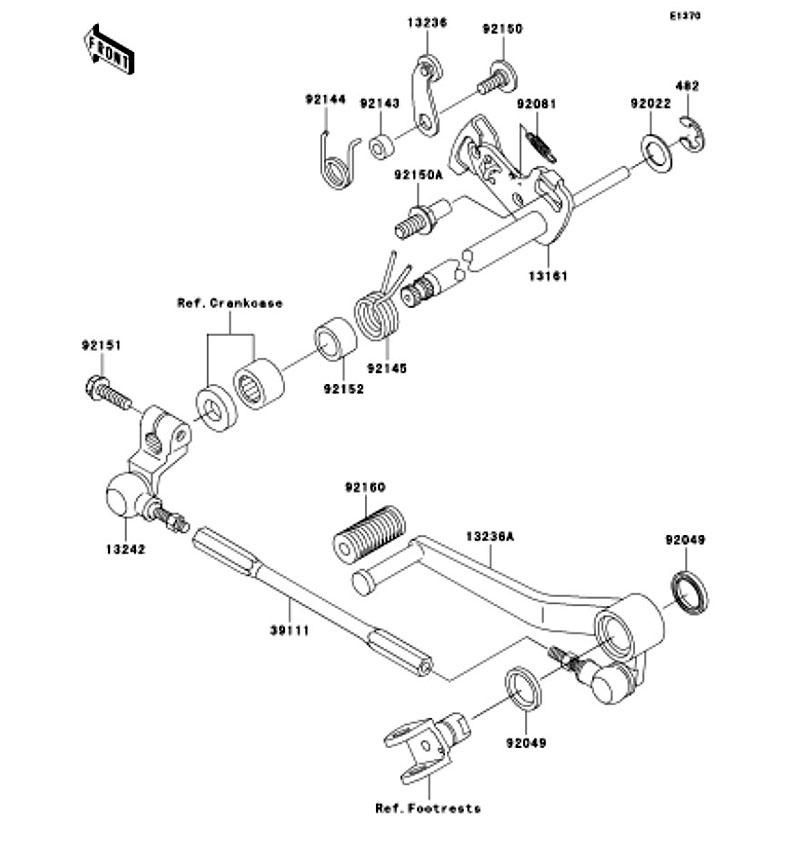 Kawasaki カワサキ 純正部品 13236-1317 レバーコンプ、チェンジ ペダル