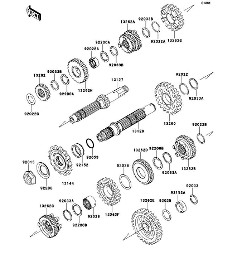Kawasaki カワサキ 純正部品 13262-0481 ギヤ、インプット 3RD&4TH、18T&21T