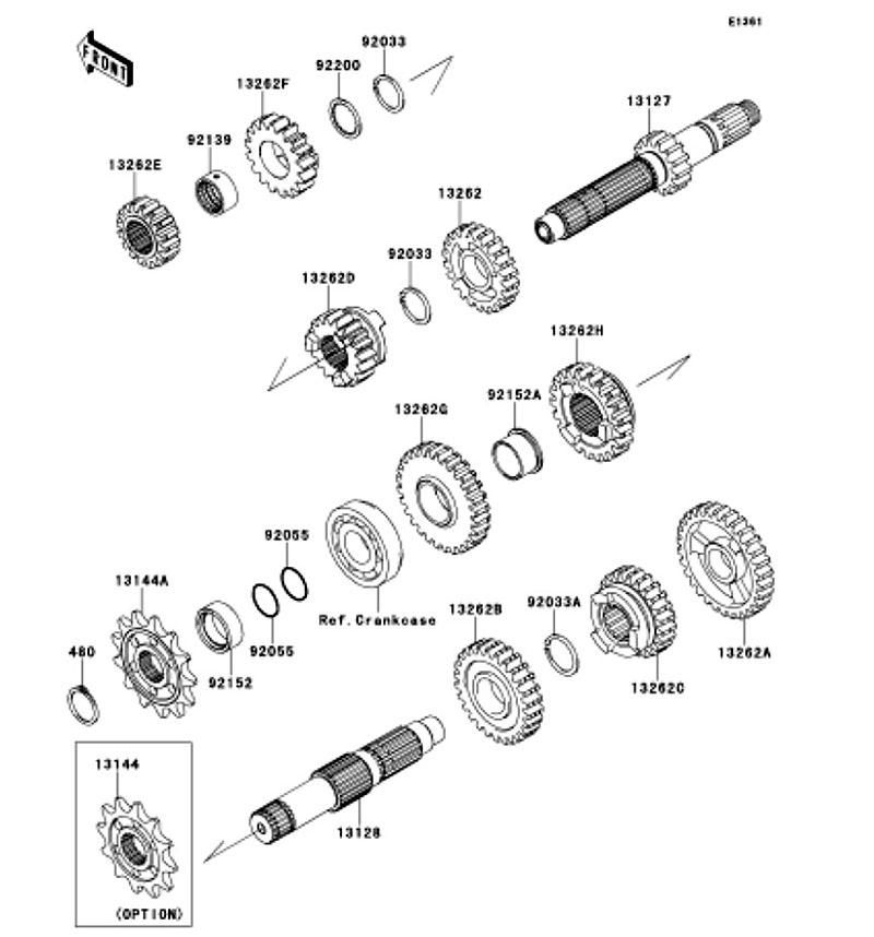 Kawasaki カワサキ 純正部品 13262-0840 ギヤ、インプット 4TH、17T