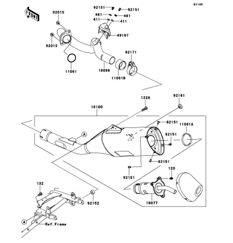 Kawasaki カワサキ 純正部品 18088-0371 パイプ(エキゾースト)