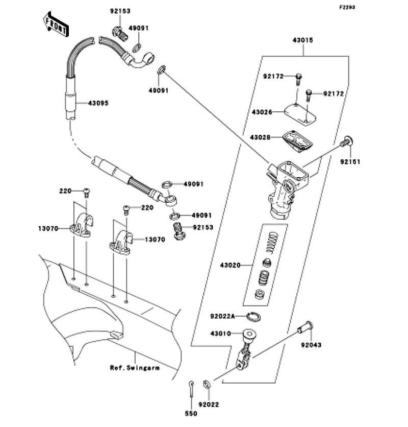 Kawasaki カワサキ 純正部品 43015-0004 シリンダアッシ(マスタ)、RR
